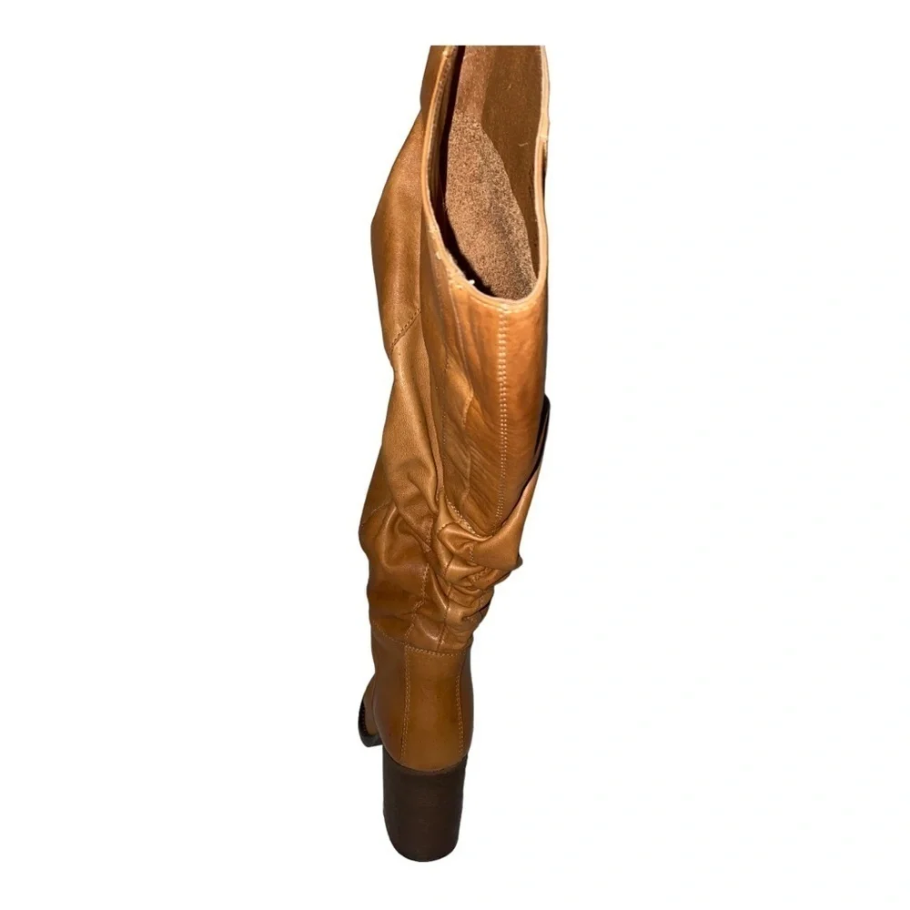 Free‎ People Elle Tall Tan Knee High Leather Women 6 Pull-On Slouchy Boot NEW